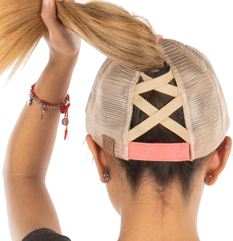 Funky Junque Ponytail Hat for Women - Baseball Cap with Adjustable Fit & High Pony Tail Criss Cross Back for Everyday Wear - Image 1