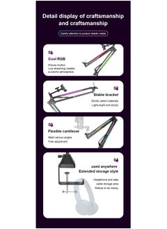 XiuWoo Mic Boom Arm with RGB, Microphone Arm with Desk Mount Clamp, Switch Control ,RGB Mode, Adapter, Cable Management, Compatible with HyperX Quadcast, Blue Yeti, for Streaming, Gaming, Studio  - Image 5