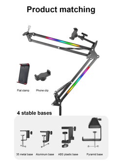 XiuWoo Mic Boom Arm with RGB, Microphone Arm with Desk Mount Clamp, Switch Control ,RGB Mode, Adapter, Cable Management, Compatible with HyperX Quadcast, Blue Yeti, for Streaming, Gaming, Studio  - Image 3