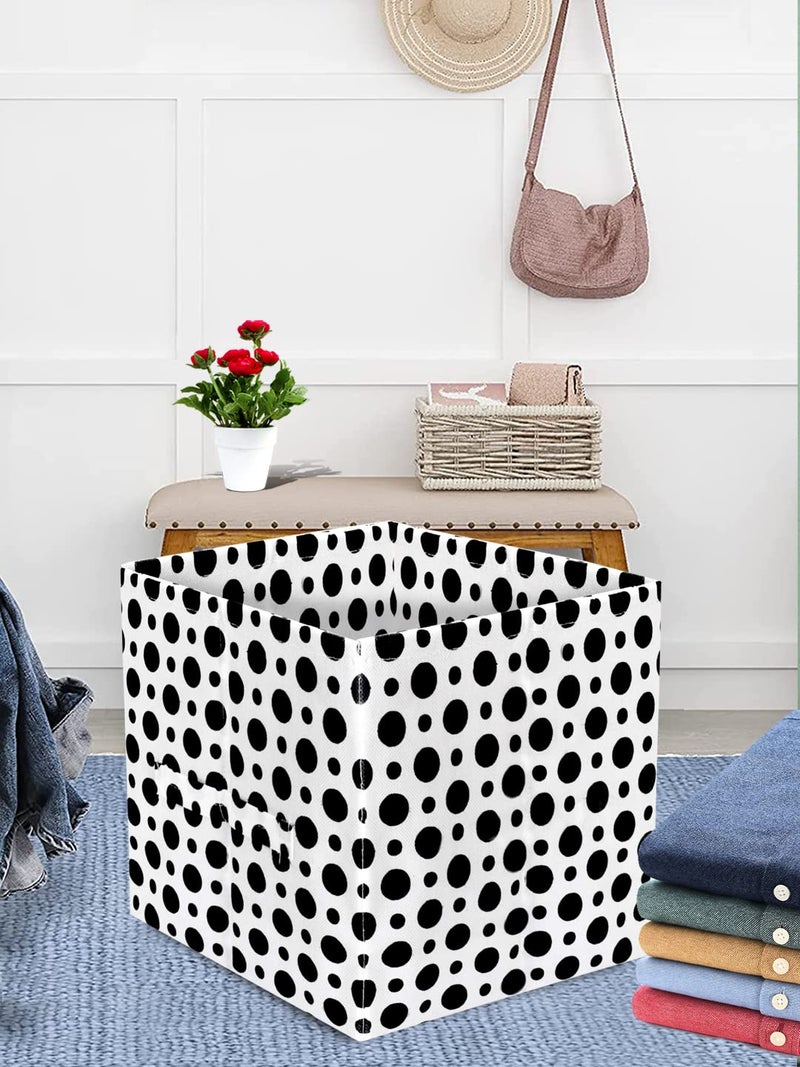 Kuber Industries Dot Printed NonWoven Foldable Storage BinCubeOrganizer For Toys Clothes And Books With Handles Pack of 6 Black White HS43KUBMART26228 - Image 5