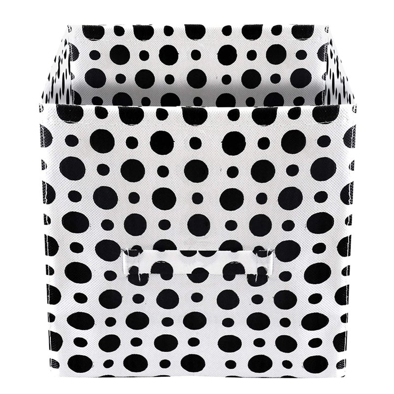 Kuber Industries Dot Printed NonWoven Foldable Storage BinCubeOrganizer For Toys Clothes And Books With Handles Pack of 6 Black White HS43KUBMART26228 - Image 2
