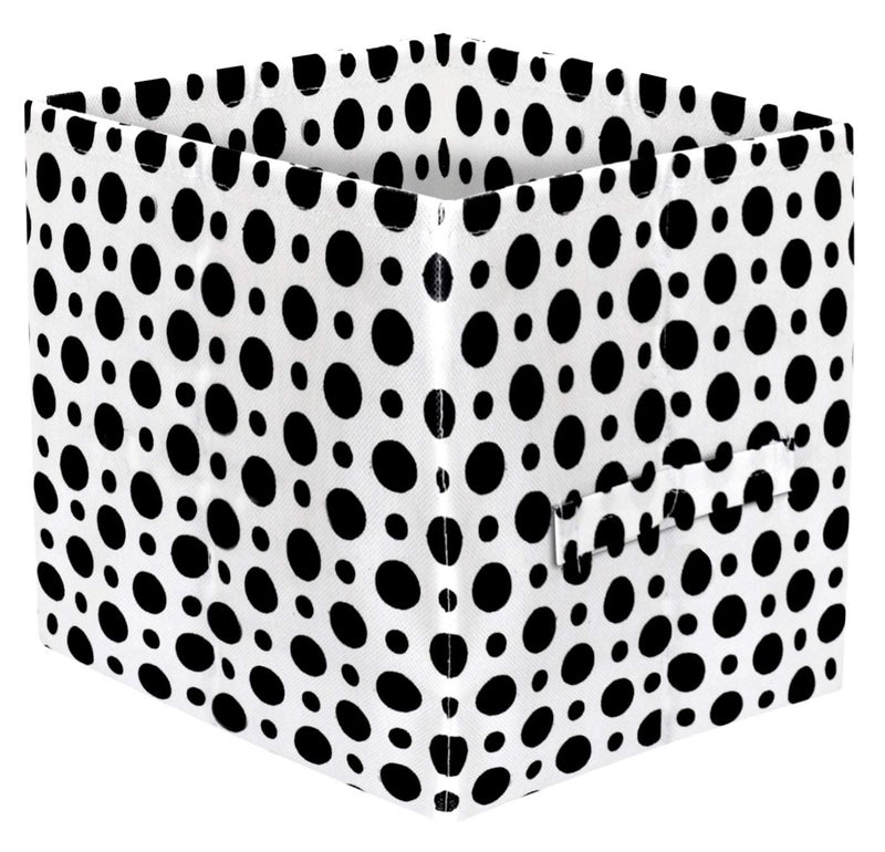 Kuber Industries Dot Printed NonWoven Foldable Storage BinCubeOrganizer For Toys Clothes And Books With Handles Pack of 6 Black White HS43KUBMART26228 - Image 3