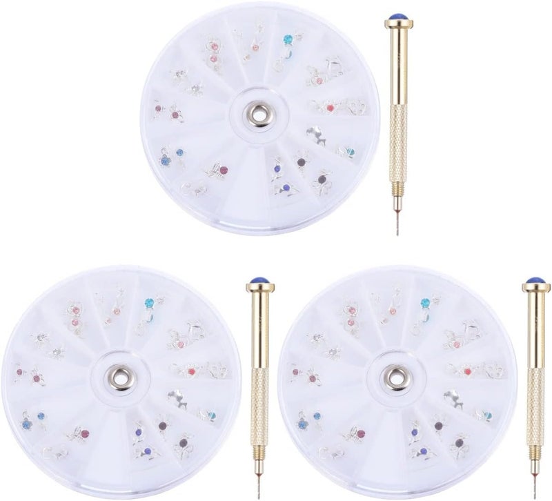 FOMIYES 72 Pcs Nail Dangle Charms with 1 Nail Piercing Tool Alloy Art Accessories for Diy Salon Decorations Portable Jewellery Set