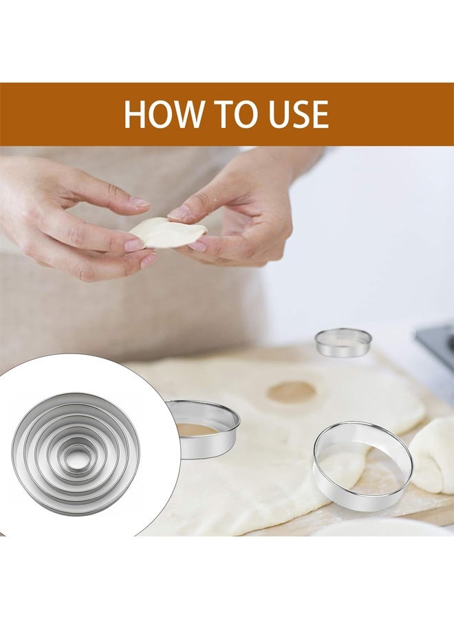 مجموعة قواطع معجنات دائرية من الفولاذ المقاوم للصدأ مكونة من 6 قطع، قواطع بسكويت دائرية كبيرة وصغيرة للكعك، الدونات، الكوكيز، أدوات خبز للحصول على معجنات مثالية (6 أحجام) - Image 4