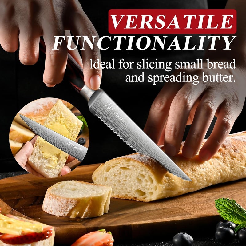 Sunnecko Razor-Sharp Steak Knives Set of 4,Premium Stainless Steel Serrated Steak Knife Set,Pakkawood Handle 4.5 Inch Kitchen Steak Knife with Gift Box - Image 5