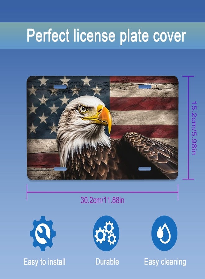 Snowmolle Front License Plate,American Flag with Eagle License Plates Cover Rust-Proof Stainless Steel Metal Car Plate Tag Funny Novelty Vanity Tag Screw Decorative for Men Women Display Use Only - Image 3
