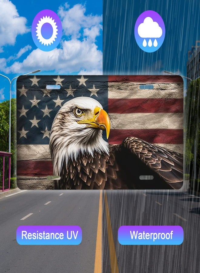 Snowmolle Front License Plate,American Flag with Eagle License Plates Cover Rust-Proof Stainless Steel Metal Car Plate Tag Funny Novelty Vanity Tag Screw Decorative for Men Women Display Use Only - Image 4
