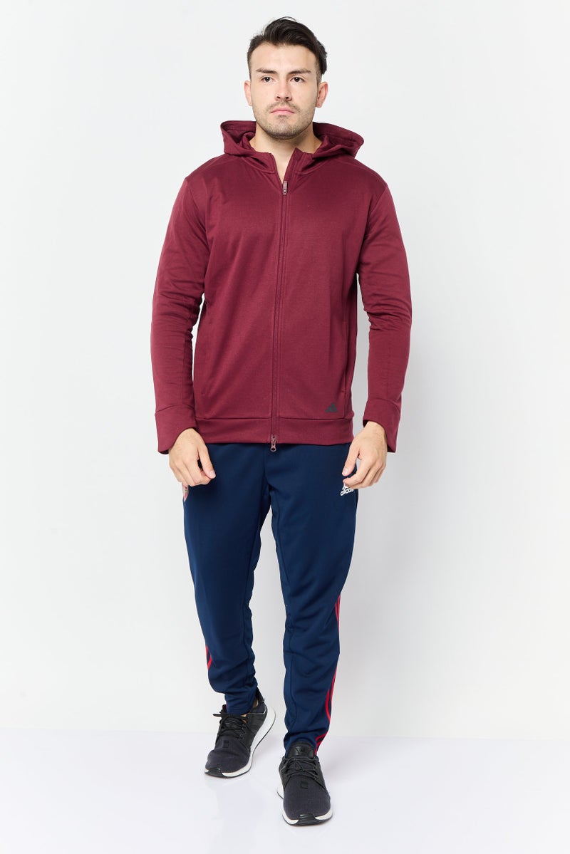 Adidas Men Sportswear Fit Long Sleeve Outdoor Hooded Sweatshirt, Maroon  - Image 4