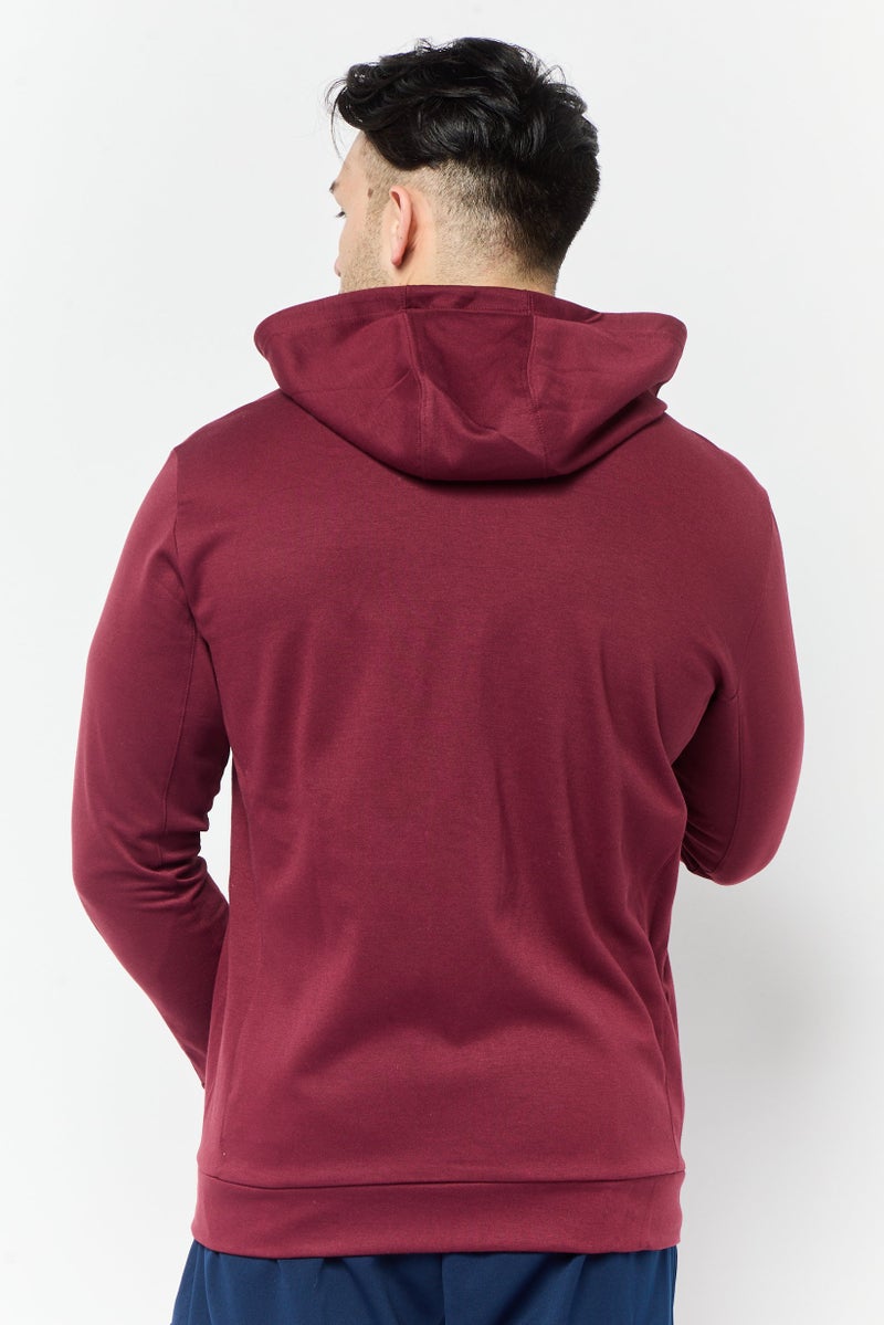 Adidas Men Sportswear Fit Long Sleeve Outdoor Hooded Sweatshirt, Maroon  - Image 2