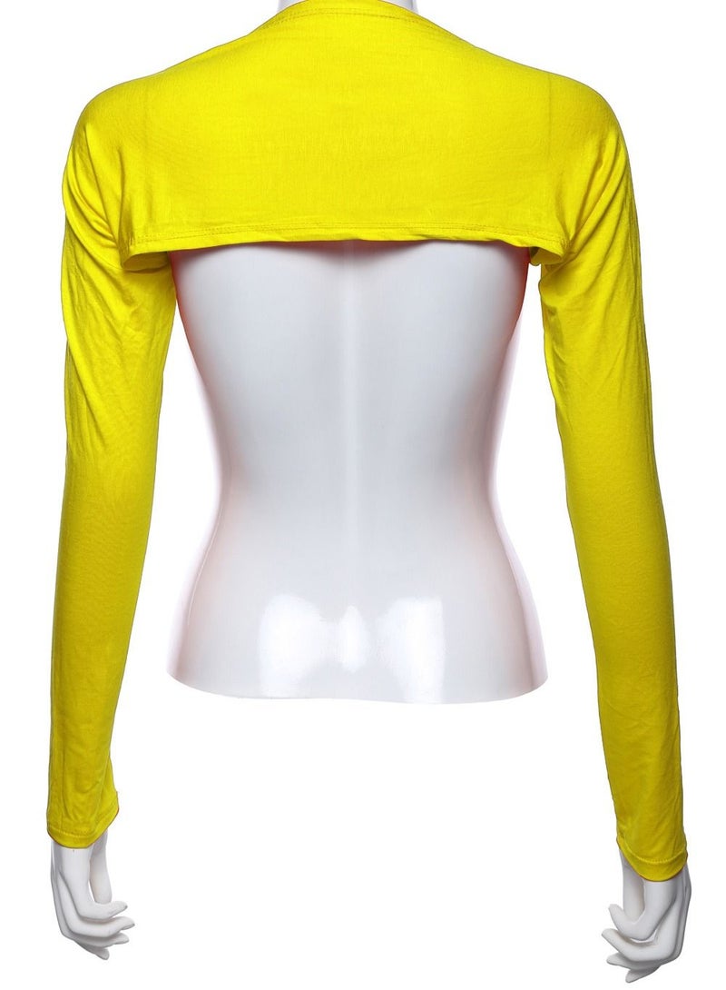 Loquat Women's Muslim Stretch Ragjan Sleeve Shawl Islamic One Piece Shoulder Sleeve Arm Cover Yellow 
