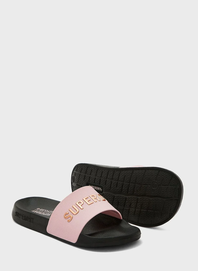 Superdry Code Logo Vegan Pool Slide Flip Flops