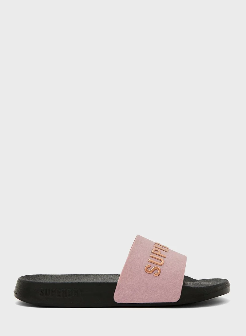 Superdry Code Logo Vegan Pool Slide Flip Flops