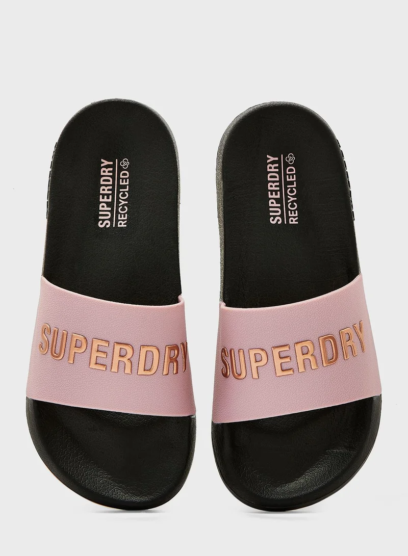 Superdry Code Logo Vegan Pool Slide Flip Flops