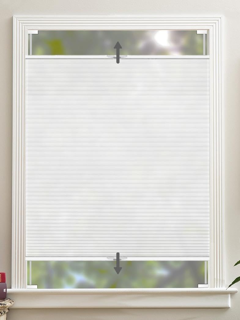 FRANK GOODMAN FrankGoodman Top Down Bottom Up Shades Light Filtering Honeycomb Blinds Cellular White Light Filtering 280Wx60H 