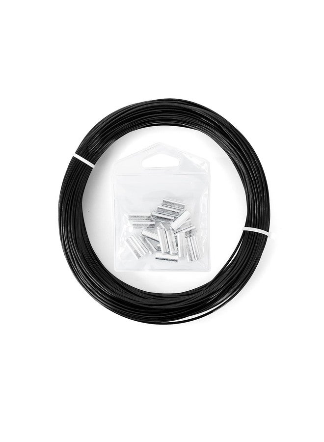BLUEWING 50yd Outrigger Line Rigging Kit Mono with 20pcs Aluminum Sleeve Crimps and 400LB Test Monofilament Fishing Wire, Black - Image 1
