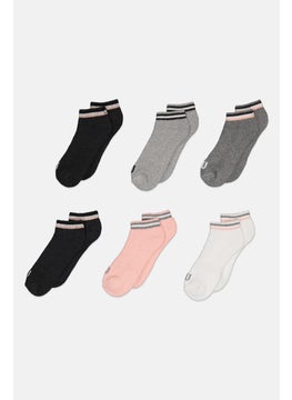 Wilson Women 6 Pairs No Show Active Socks, Grey/White/Black/Pink  - Image 1