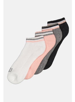 Wilson Women 6 Pairs No Show Active Socks, Grey/White/Black/Pink  - Image 2
