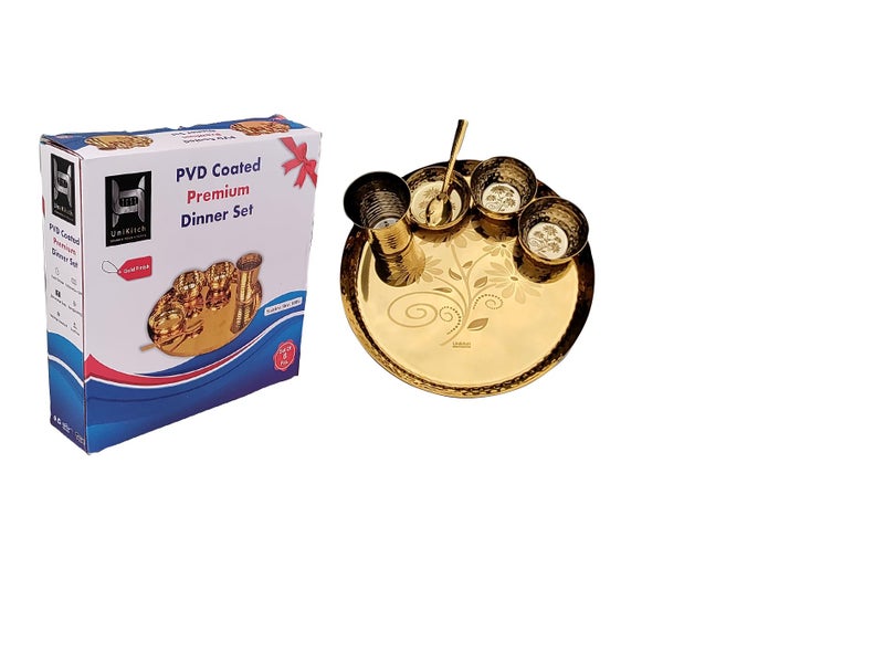 UniKitch Unikitch PVD Coated Premium Gold Finish Stainless Steel Hammered Dinner Set with Laser Mark - Image 3