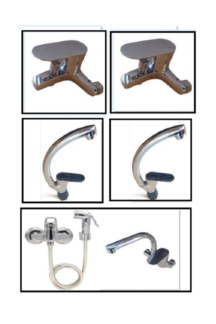 Shams 6-piece heavy brass bathroom and kitchen mixer set - Image 1