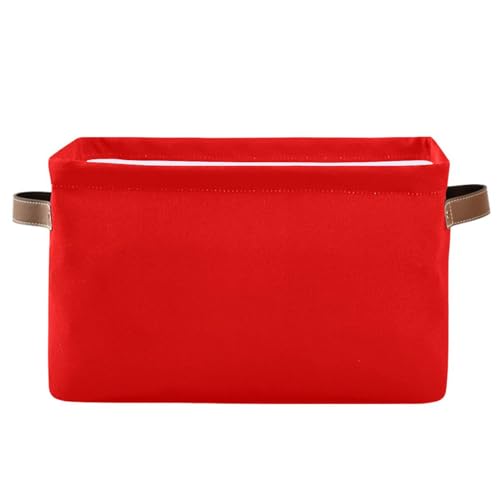 YETTASBIN Red Solid Color Storage Basket 2pc Large Collapsible Toys Clothes Organizer Durable Canvas Storage Bin with Handle for Shelves Closet Laundry Home Office Decor - Image 3