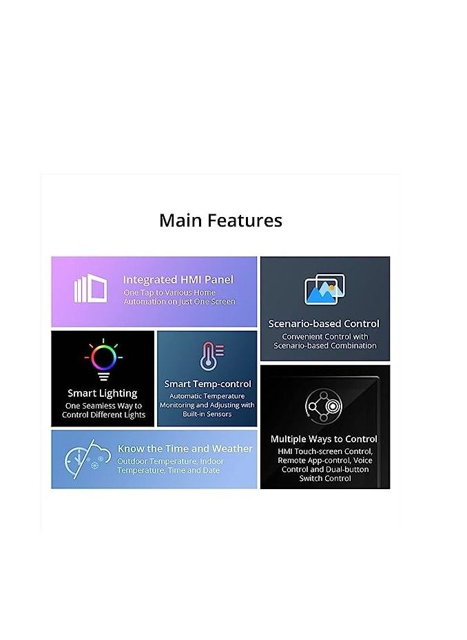 سونوف - مفتاح الحائط الذكي ان اس بانل بتقنية واي فاي من سونوف، تحكم منزلي ذكي بلوحتين متحرك، شاشة تعمل باللمس لوظيفة درجة الحرارة الذكية، الأضواء، العمل عن طريق الواي فاي متوافق مع اليكسا ومساعد جوجل المنزلي - Image 1