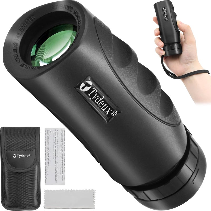 Tydeux 8x25 Waterproof Compact Monocular - High Definition Wide View Telescope Monoculars - Comes with Cleaning Cloth, Case & Neck Strap, Black - Image 1