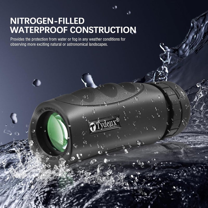Tydeux 8x25 Waterproof Compact Monocular - High Definition Wide View Telescope Monoculars - Comes with Cleaning Cloth, Case & Neck Strap, Black - Image 5