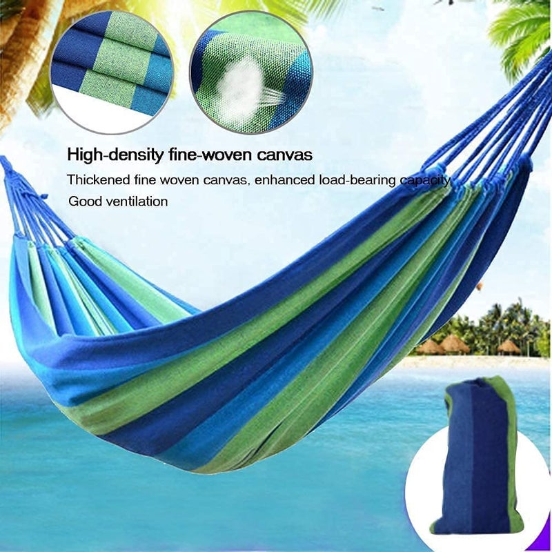 DIPDEY DIPDEY Portable Swing Cotton Stripe With Strong Hammocks Rope Beach Sleeping Bed Backpack Spreader Bar Tree Hanging For Travel Garden Striped Ultralight Outdoor Jula Camping Hammock MulticolorSet 1  - Image 3