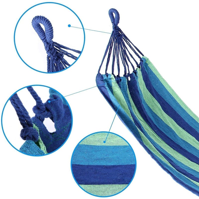 DIPDEY DIPDEY Portable Swing Cotton Stripe With Strong Hammocks Rope Beach Sleeping Bed Backpack Spreader Bar Tree Hanging For Travel Garden Striped Ultralight Outdoor Jula Camping Hammock MulticolorSet 1  - Image 5