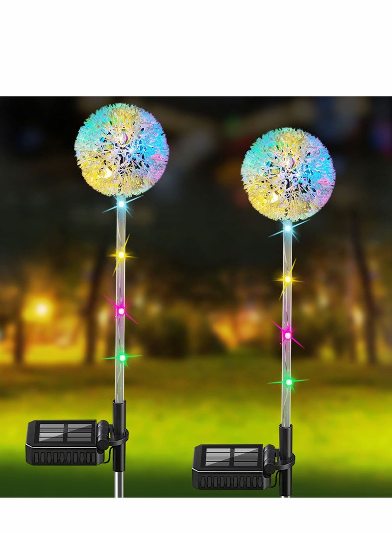 Solar Lights Outdoor Decorative, 2 PCS 16 LED Dandelion Garden Waterproof String Stake IP65 Colorful for Yard, Lawn, Pathway and Wedding - Image 1