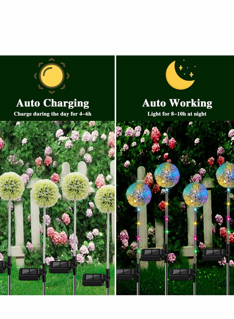 Solar Lights Outdoor Decorative, 2 PCS 16 LED Dandelion Garden Waterproof String Stake IP65 Colorful for Yard, Lawn, Pathway and Wedding - Image 2