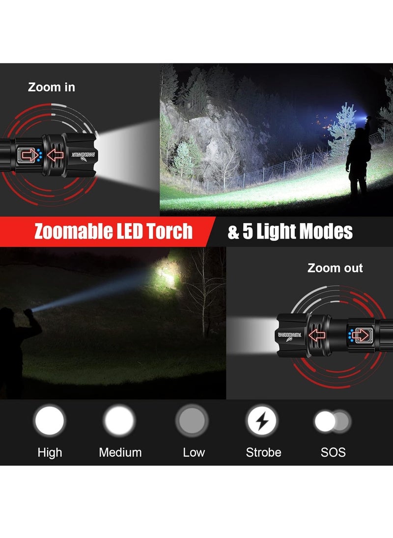 Generic Shadowhawk Flashlight Led USB Rechargeable, 10000 lumens Torch Light XHP70.2, Super Bright Tactical Flashlight  - Image 5