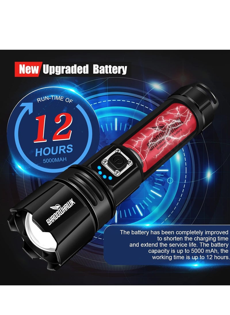 Generic Shadowhawk Flashlight Led USB Rechargeable, 10000 lumens Torch Light XHP70.2, Super Bright Tactical Flashlight  - Image 4