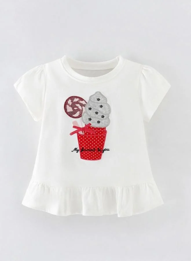 YUNIQEE White Printed Short Sleeve Crew Neck T-Shirt