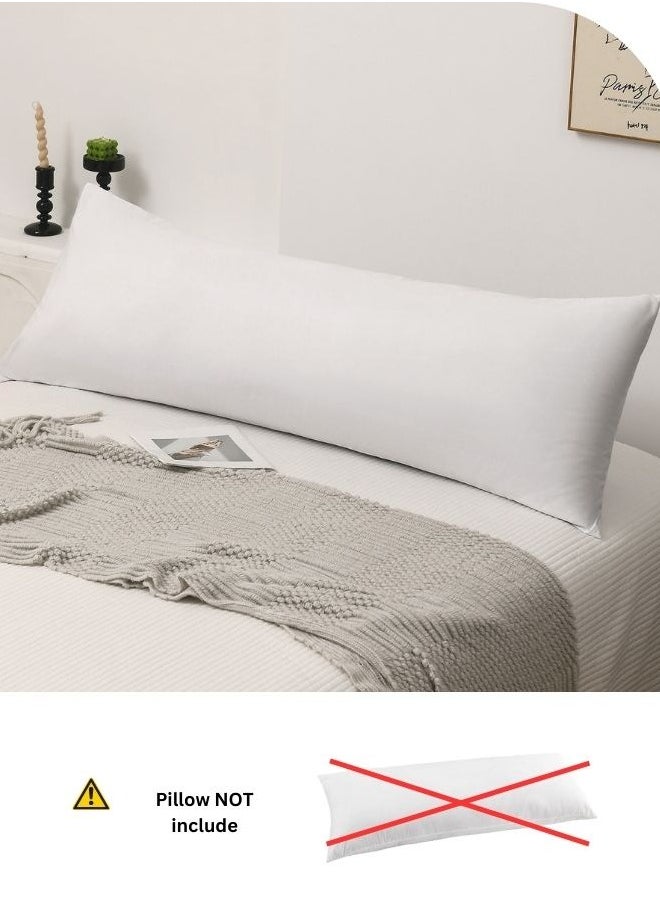 LUNA Home 1 Piece Long Body Pillow Case, Plain White Color.  - Image 4