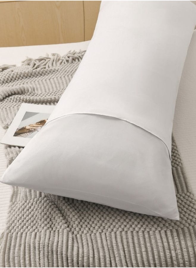 LUNA Home 1 Piece Long Body Pillow Case, Plain White Color.  - Image 2