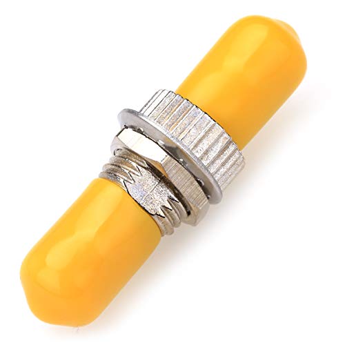 KELUSHI 10PCS Fiber Optical Coupler ST Female to Female Singlemode SM Simplex Fiber Optical Cable Flange Coupler (Yellow) - Image 1