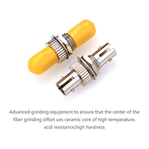 KELUSHI 10PCS Fiber Optical Coupler ST Female to Female Singlemode SM Simplex Fiber Optical Cable Flange Coupler (Yellow) - Image 3