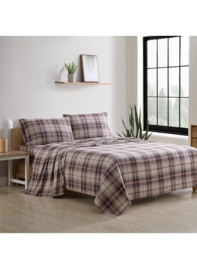 Eddie Bauer - Flannel Sheets Full Size, Anti-Pilling & Wrinkle Resistant Cotton, Touchably Soft for All-Season Comfort - Bed Sheets with Matching Pillowcases & Fitted Sheet (Montlake Plaid Red) - Image 2