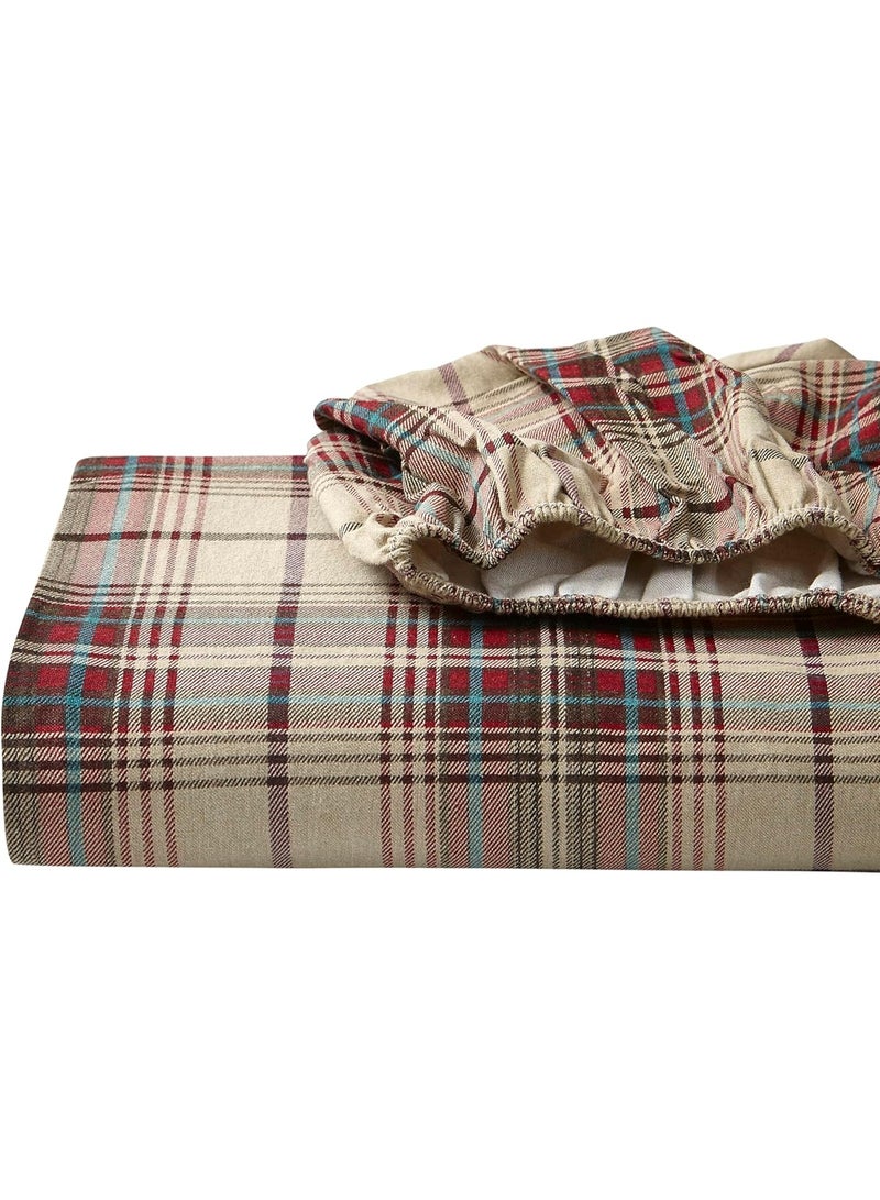 Eddie Bauer - Flannel Sheets Full Size, Anti-Pilling & Wrinkle Resistant Cotton, Touchably Soft for All-Season Comfort - Bed Sheets with Matching Pillowcases & Fitted Sheet (Montlake Plaid Red) - Image 1