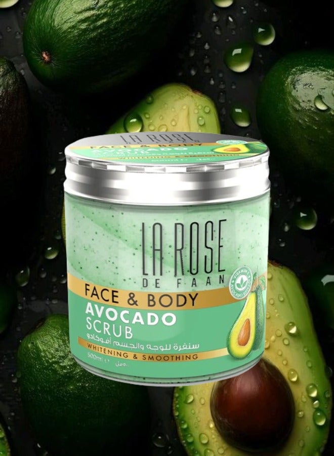 7 Pieces La Rose De Faan Face And Body Avocado Scrub Whitening And Smoothing 500ml