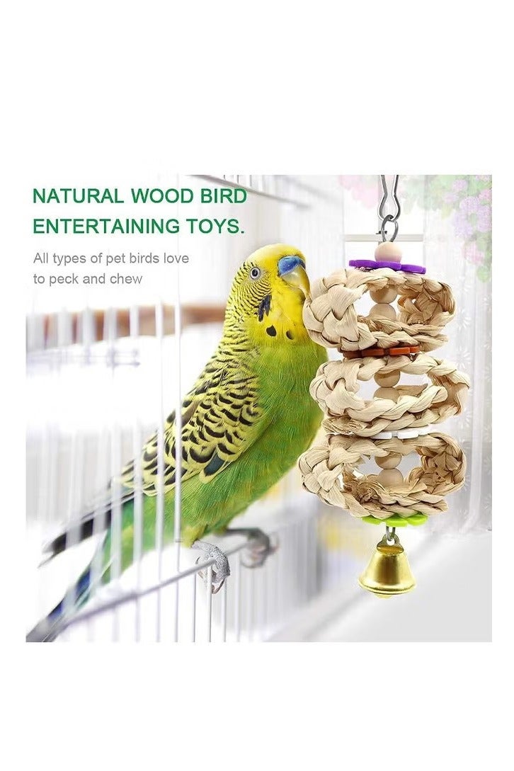 Natural Wood Bird and Parrot Swing Toys Includes Hanging Chew Swing, Climbing Ladder and Bird Cage for Parrot, Parakeet, Conure, Cockatiel, Mynah, Lovebirds and Finches, 9 Pieces - Image 4