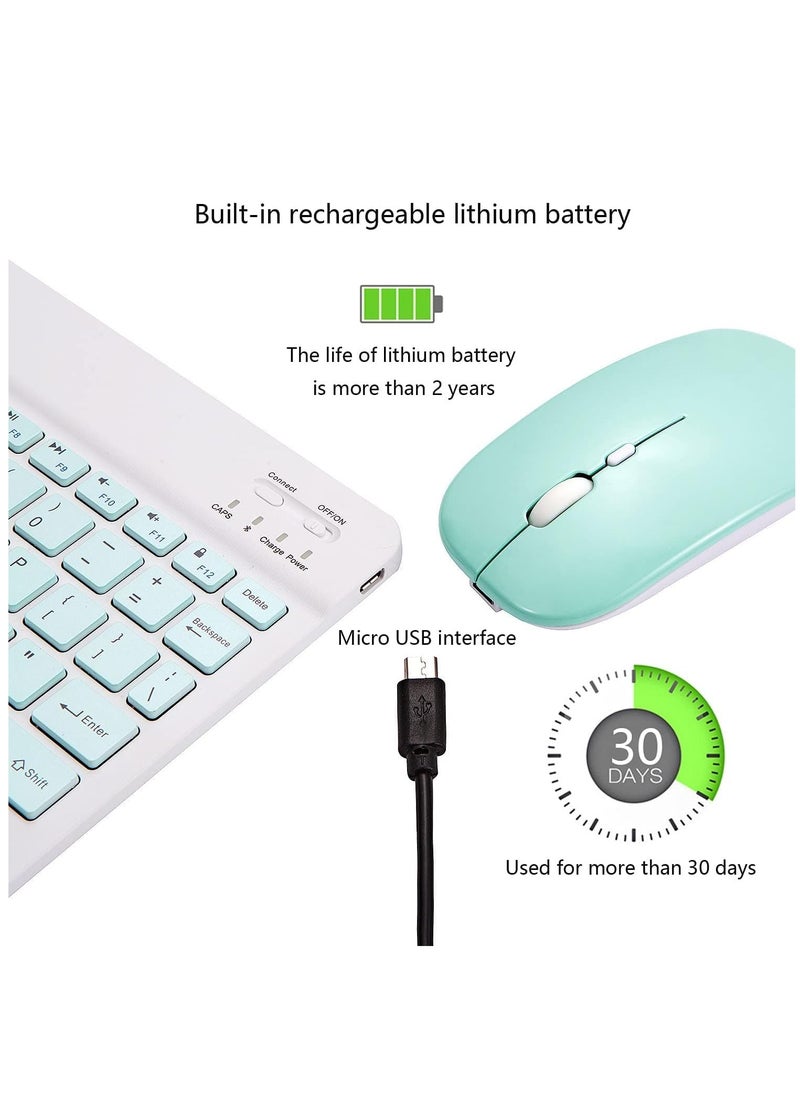 ELTRAZONE - Ultra-Slim Bluetooth Keyboard and Mouse Combo Rechargeable Portable Wireless Keyboard Mouse Set for Apple iPad iPhone iOS 13 and Above Samsung Tablet Phone (Green) - Image 1