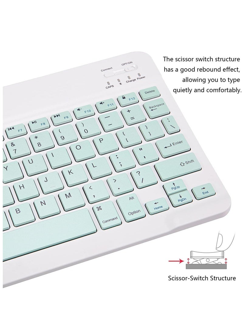 ELTRAZONE - Ultra-Slim Bluetooth Keyboard and Mouse Combo Rechargeable Portable Wireless Keyboard Mouse Set for Apple iPad iPhone iOS 13 and Above Samsung Tablet Phone (Green) - Image 1