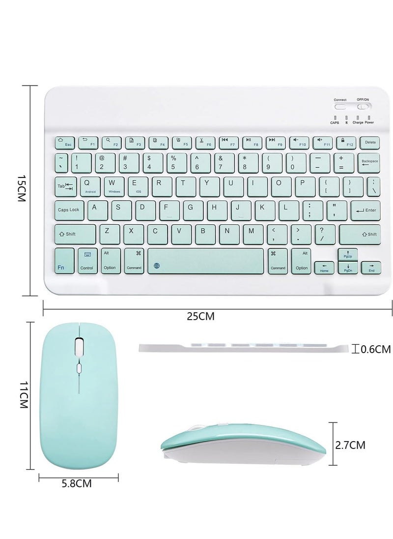 ELTRAZONE - Ultra-Slim Bluetooth Keyboard and Mouse Combo Rechargeable Portable Wireless Keyboard Mouse Set for Apple iPad iPhone iOS 13 and Above Samsung Tablet Phone (Green) - Image 1