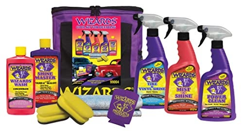Wizards Car Detailing Kit - Premium and Comprehensive Car Cleaning Kit - 7 Piece Car Detail Kit with Mist n Shine, Tire and Vinyl Shine, Wash, Shine Master - Great Car Cleaning Gift Set - Image 1