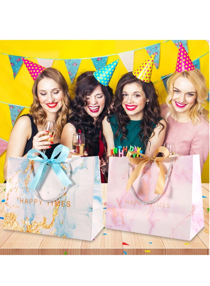 Zikra Gift Bags 9.84x7.87x4.7inch Medium Wedding Gift Bags with Handles Bow Ribbon Marble Paper Party Bags for Kids Party Wedding Birthday Celebration Present Bags 8 Pack - Image 5