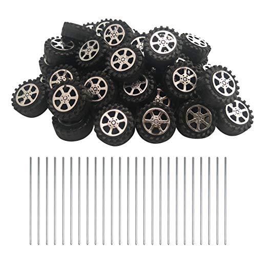 EUDAX 50pcs Plastic Roll 2mm Dia Shaft Toys Wheel and 25Pcs STEM Shaft Round Rod Axles for DIY Toy RC Car Truck Boat Helicopter Model Part - Image 1