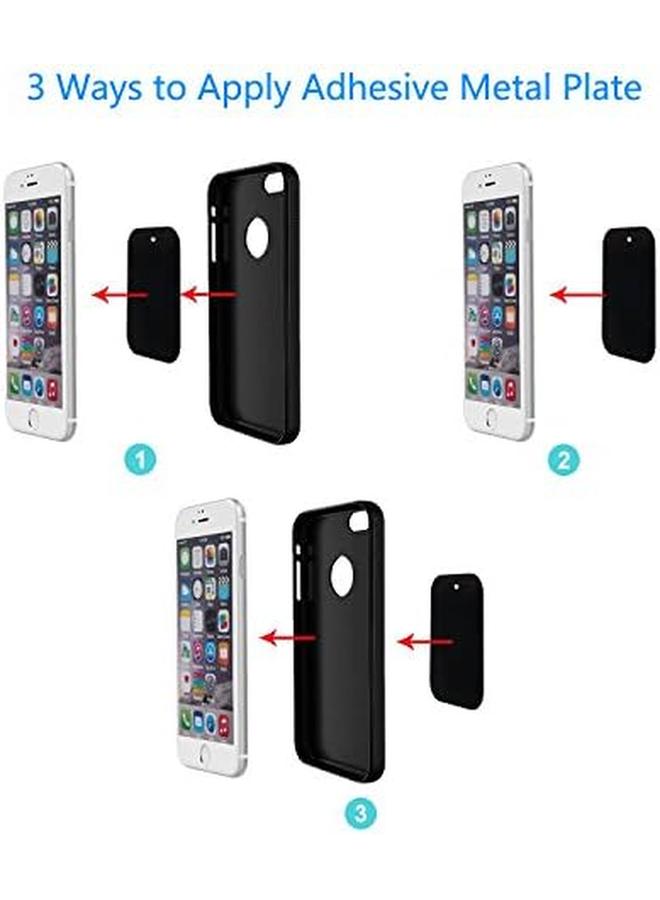 إيروريكس حامل هاتف مغناطيسي للسيارة من المعدن العالمي مكون من 8 قطع مع لاصق متوافق مع الحوامل المغناطيسية 4 مستطيلات و4 دائرية باللون الأسود - Image 3