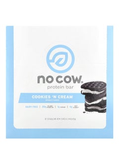 No Cow No Cow, Protein Bar, Cookies'N Cream, 12 Bars, 2.12 oz (60 g) Each  - Image 1